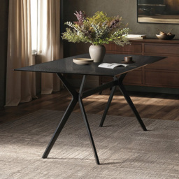 SOLACE+CO Emil Black 6 Seater Glass Dining Table - thumbnail 1