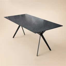 SOLACE+CO Emil Black 6 Seater Glass Dining Table - thumbnail 3
