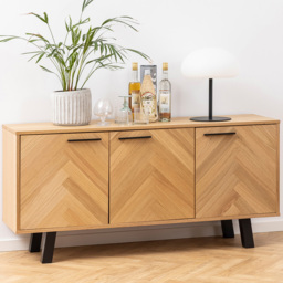 Florence Brighton 3 Door Oak Herringbone Effect Sideboard