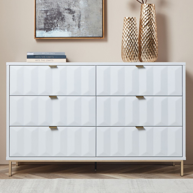 Lara 6 Drawer White Chest of Drawers - image 1
