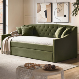 Flair Aurora Khaki Green 3 Seater Velvet Daybed