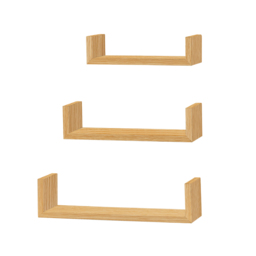 Oak Book End Floating Shelf 3 Pack