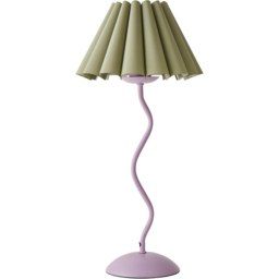 ValueLights Wiggle Sage Pleated Scallop Shade Pale Purple Metal LED Table Lamp