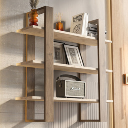 Decorotika Suno 3 Shelf Traverter and Walnut Wall Shelf