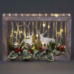Shatchi Battery Powered LED Wooden Reindeer Scene 45cm - thumbnail 2