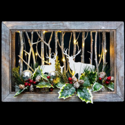 Shatchi Battery Powered LED Wooden Reindeer Scene 45cm - thumbnail 3