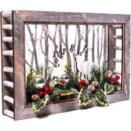 Shatchi Battery Powered LED Wooden Reindeer Scene 45cm