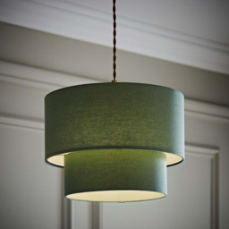 ValueLights Jodie Sage Linen 2 Tier Drum Shade - thumbnail 3