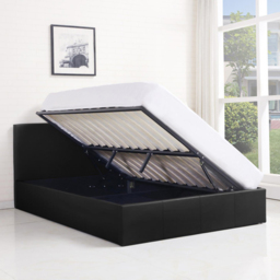 Portland Kosy Koala Small Double Black Leather Gas Lift Ottoman Bed with Mattress - thumbnail 2