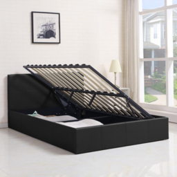 Portland Kosy Koala Small Double Black Leather Gas Lift Ottoman Bed with Mattress - thumbnail 4