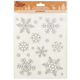 Single Silver Glitter Snowflake Stickers Christmas Decoration in Assorted styles - thumbnail 1