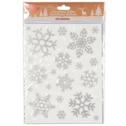 Single Silver Glitter Snowflake Stickers Christmas Decoration in Assorted styles - thumbnail 3