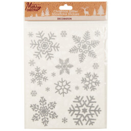 Single Silver Glitter Snowflake Stickers Christmas Decoration in Assorted styles - thumbnail 2