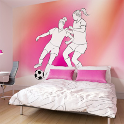 Origin Murals Girls Playing Football Pink Wall Mural