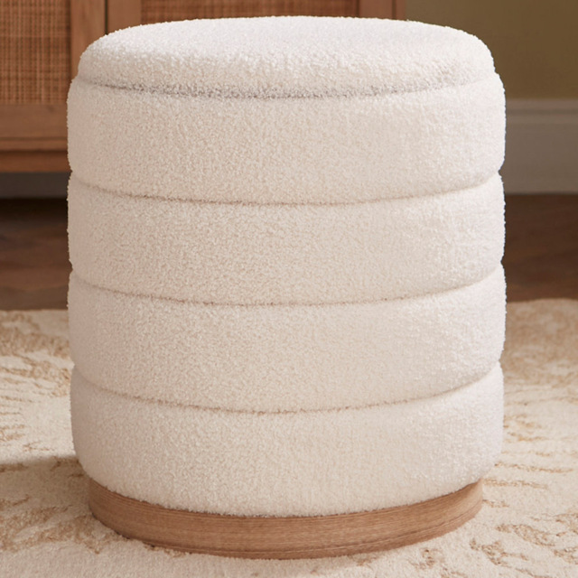 GFW Otis Cream Teddy Bouclé Storage Stool - image 1