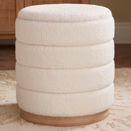 GFW Otis Cream Teddy Bouclé Storage Stool - thumbnail 1