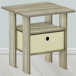Walplus Andrey Single Drawer Single Shelf Sonoma Oak and Ivory End Table - thumbnail 1