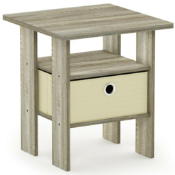 Walplus Andrey Single Drawer Single Shelf Sonoma Oak and Ivory End Table - thumbnail 2