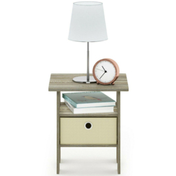 Walplus Andrey Single Drawer Single Shelf Sonoma Oak and Ivory End Table - thumbnail 4