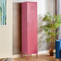 MMT Furniture Designs Single Door Pink Metal Tall Locker Cabinet