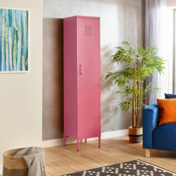 MMT Furniture Designs Single Door Pink Metal Tall Locker Cabinet - thumbnail 4