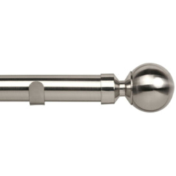 New Edge Blinds Satin Silver Ball End Eyelet Metal Curtain Pole Set 220cm