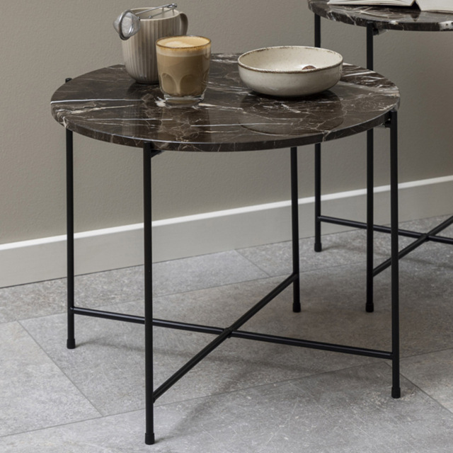 Florence Avila Brown Marble Top Side Table - image 1
