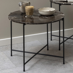 Florence Avila Brown Marble Top Side Table