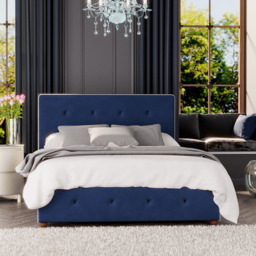 Laurence Llewelyn-Bowen Hesper Double Navy Plush Velvet Ottoman Bed