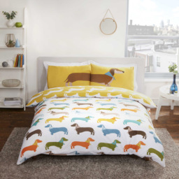 Rapport Home Sausage Dog Double Multicolour Reversible Duvet Set