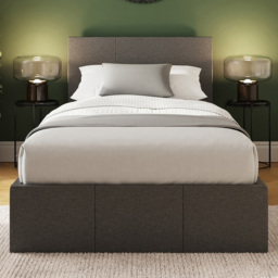 GFW Grey Single Hopsack Fabric End Lift Ottoman Bed with Memory Pocket Spring Mattress