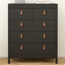 Florence Barcelona 5 Drawer Matt Black Chest of Drawers - thumbnail 1