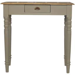 Artisan Furniture Grey Single Drawer Solid Wood Hand Painted Writing Desk - thumbnail 2