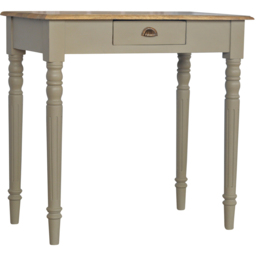 Artisan Furniture Grey Single Drawer Solid Wood Hand Painted Writing Desk - thumbnail 3