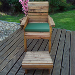 Charles Taylor Single Seater Lounger with Green Cushions - thumbnail 1
