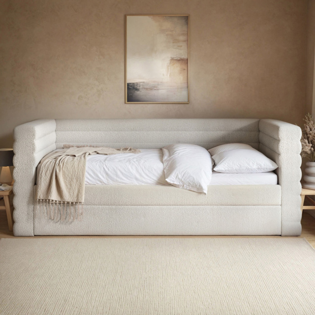 Flair Yuma Cream Boucle Single Guest Bed - image 1