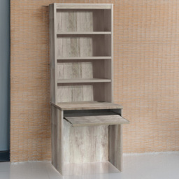 R White Cabinets Grey Small 4 Shelf Desk with Keyboard Tray