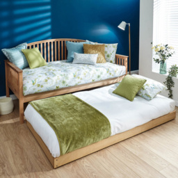 GFW Madrid Single Oak Wood Wooden Day Bed with Trundle