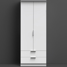 Crowndale Plymouth White 2 Door 2 Drawer Tall Wardrobe Ready Assembled - thumbnail 1