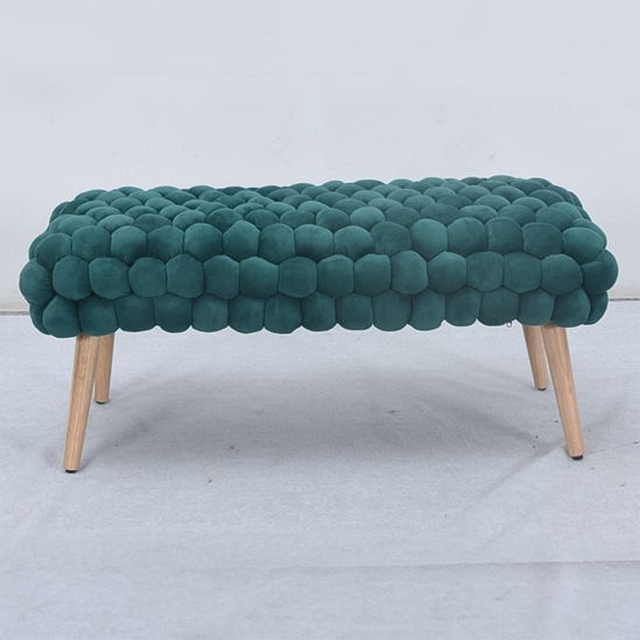 Artemis Home Cushla Dark Green Bubbly Velvet Large Footstool - image 1