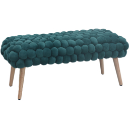 Artemis Home Cushla Dark Green Bubbly Velvet Large Footstool - thumbnail 3