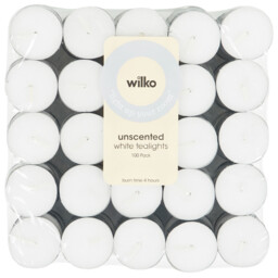 White Unscented Tealights White 100