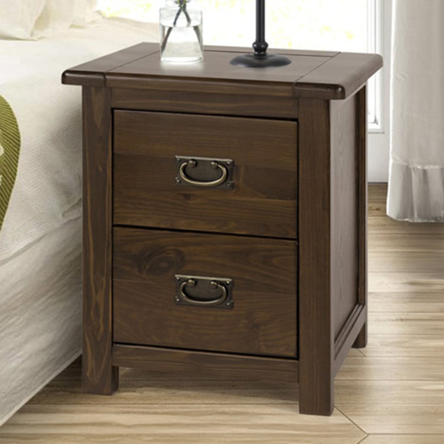 Boston 2 Drawer Dark Lacquer Bedside Table - image 1