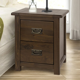 Boston 2 Drawer Dark Lacquer Bedside Table - thumbnail 1