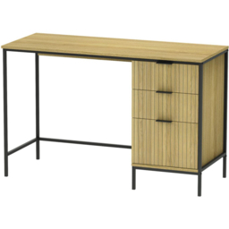 Home Source Wisbech Oak Effect and Black 3 Drawer Desk - thumbnail 2