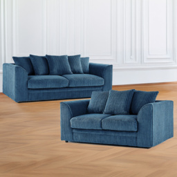 Luxor 5 Seater Marine Jumbo Cord Fabric Sofa Set with Scatter Back