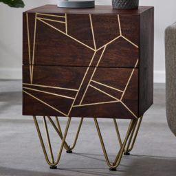 Brooklyn Ozella 2 Drawer Dark Gold Side Table