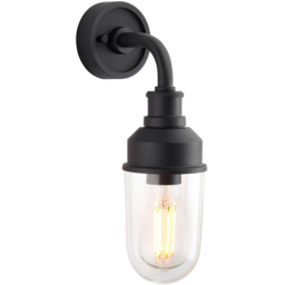 Merano Monza Matt Black Clear Glass Outdoor Wall Lantern - thumbnail 3