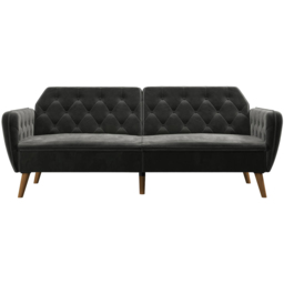 Novogratz Tallulah 3 Seater Grey Velvet Memory Foam Futon - thumbnail 3