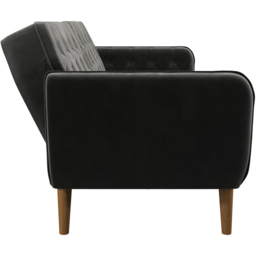 Novogratz Tallulah 3 Seater Grey Velvet Memory Foam Futon - thumbnail 4